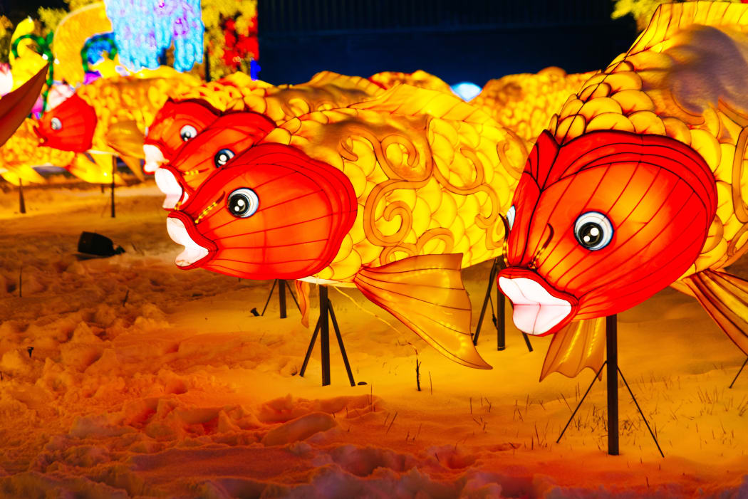 Chinese New Year lights. China has said it will cut carbon emissions to net zero by 2060