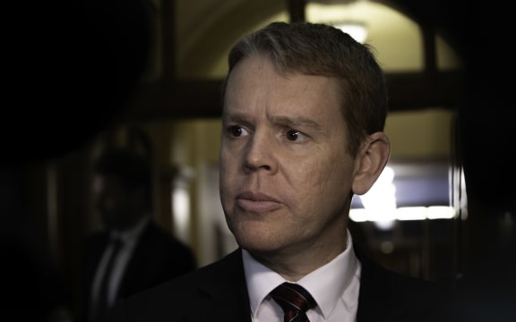 Prime Minister Chris Hipkins speaking to media at bridge run