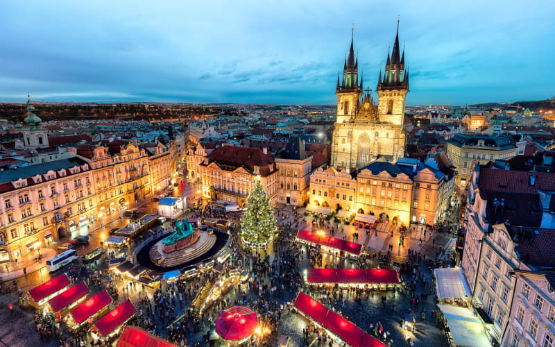 The festive markets at the city's Old Town Square, pictured, and Wenceslas Square are the standout Christmas events in the Czech Republic capital