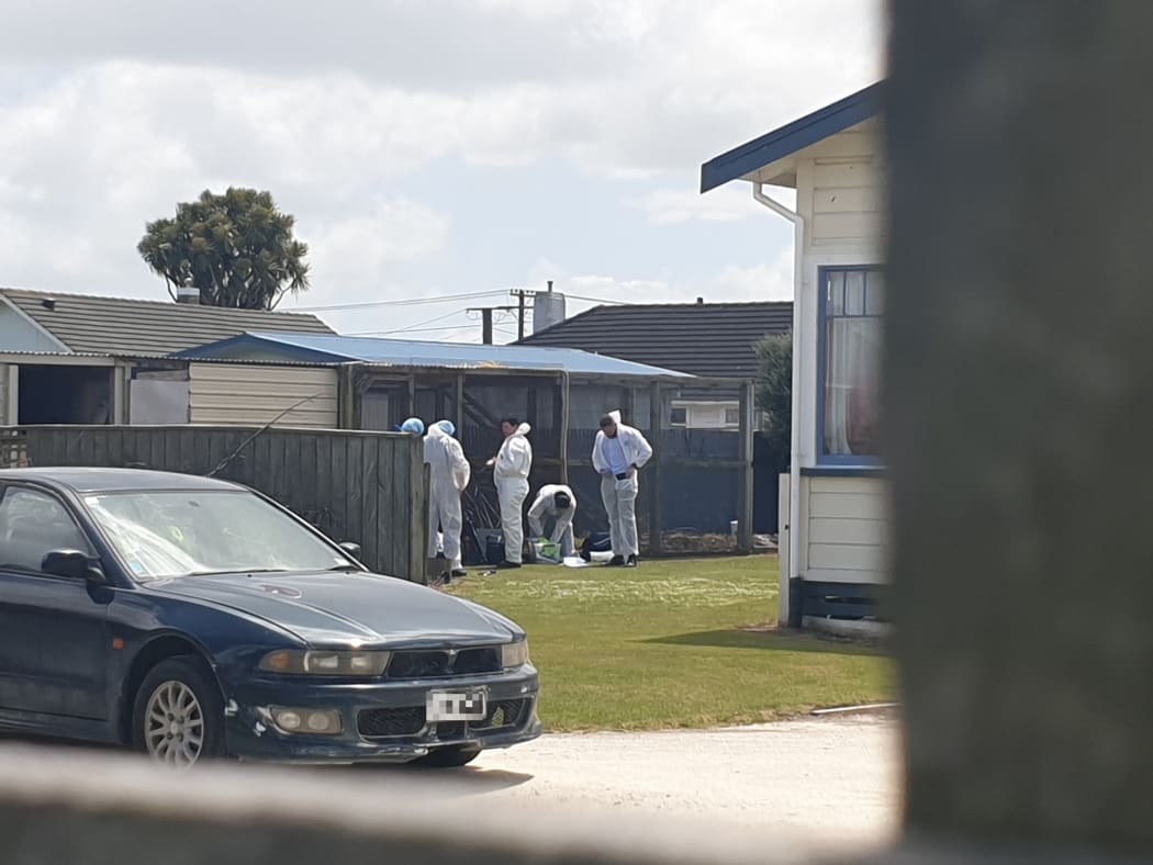 Forensic teams at the Hawera property.