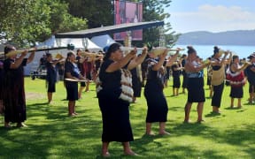 The pōwhiri for coalition government representatives at Waitangi