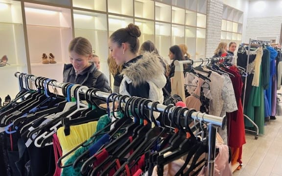 The pop-up shop in Nelson is selling secondhand ball wear