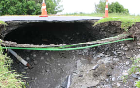 Road damage to State Highway 6