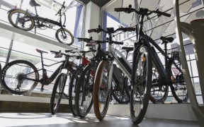 E-Bikes in a store.