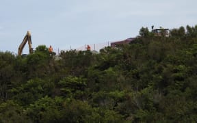 A close up of work underway at the Taylorville Resource Park which can be viewed from the public road below. The company website under a banner 'For a Cleaner Tomorrow' states it is a recently established demolition waste disposal facility servicing Greymouth, the West Coast and South Island construction and demolition companies.