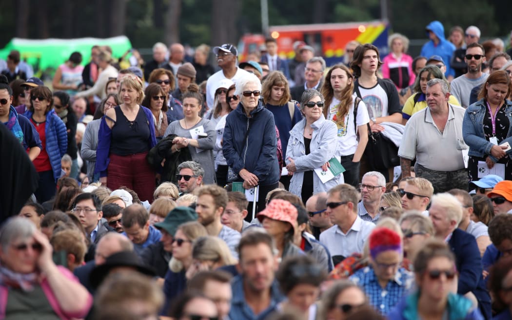 Old and young gather at Hagley Park for the national remembrance service in Christchurch.