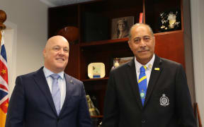 Christopher Luxon and Niuean Prime Minister Dalton Tagelagi