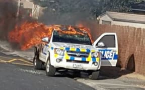 cop car on fire