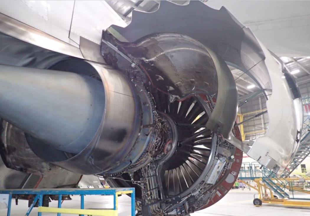 A damaged engine of one of the aircraft affected by the design flaw.