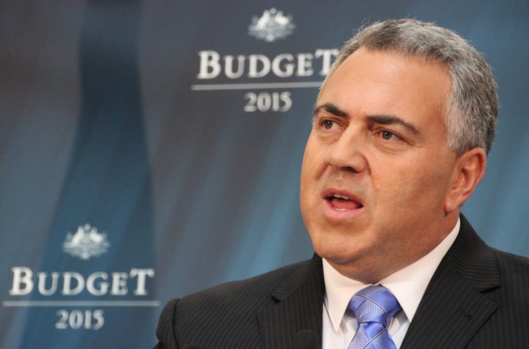 Joe Hockey speaking to media at Parliament House in Canberra on 12 May 2015.