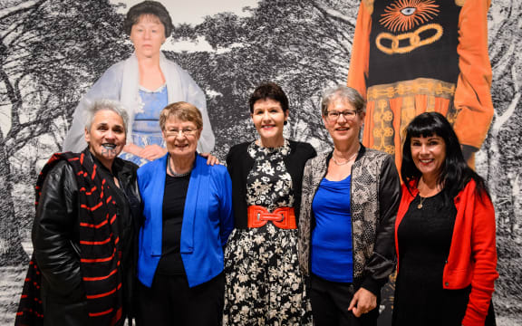Ngāhuia Te Awekōtuku, Dr Anne Else, Jackie blue, Eva Radich, & Michèle A'Court,