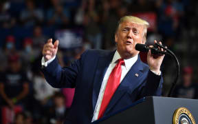 US President Donald Trump speaks during a campaign rally in Tulsa, Oklahoma, on 20 June.