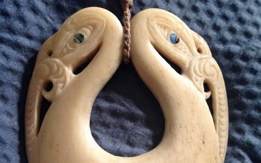 Jake Aitken's whale bone taonga.