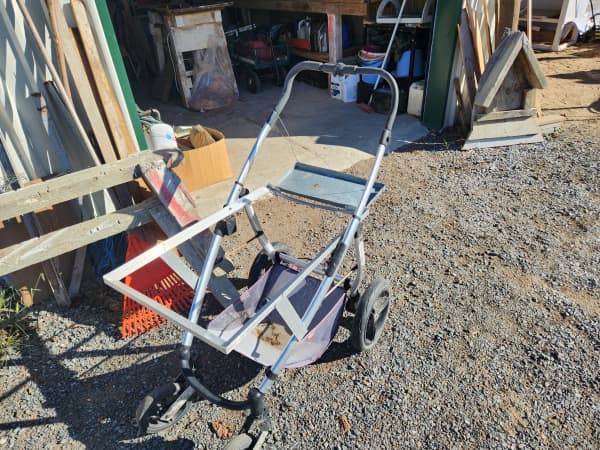 Bob uses old prams to hold punnets when harvesting the fruit. “Anything that's less than 50 bucks. I pick it up.”