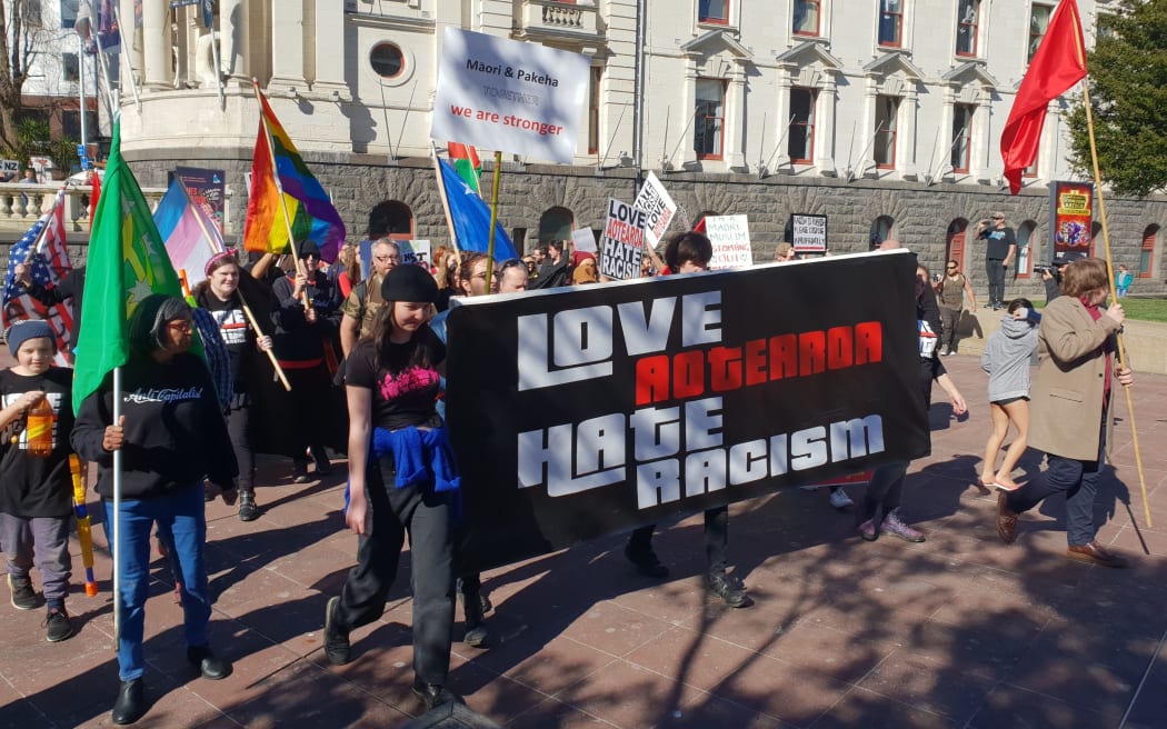 The protest in Aotea Square.