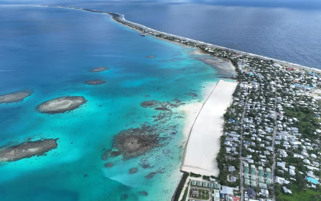 Reclaimed land at Tuvalu's capital, Funafuti. (Supplied: Hall Contracting)