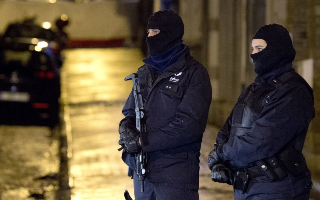Police stand guard in Verviers.