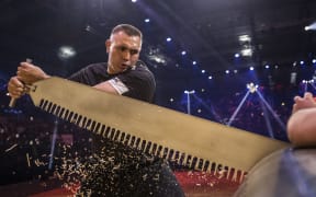 Jason Wynyard at the Timbersport World Champsionship in Stuttgart, Germany in November