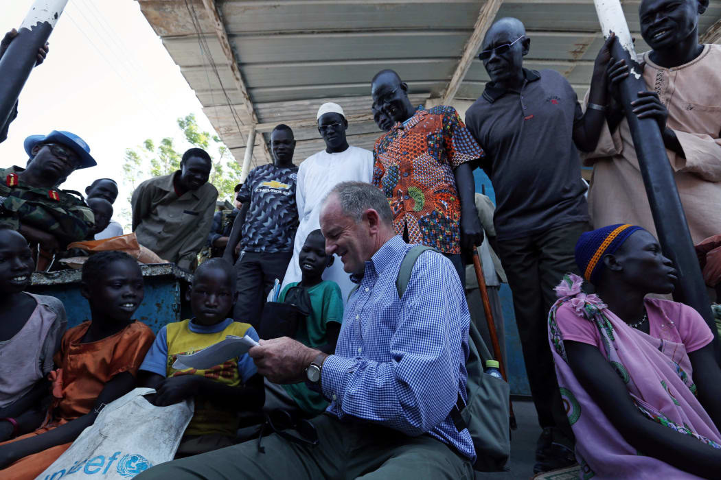 David Shearer with children in Koch