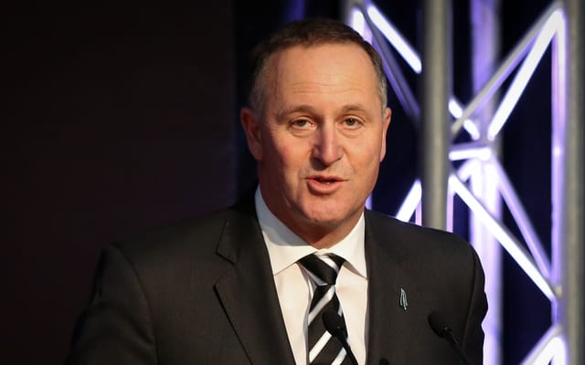 John Key at the All Blacks RWC 2015 squad announcement.