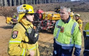 Firefighters at the scene in Waipara.