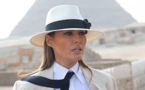 US First Lady Melania Trump tours the Egyptian pyramids and Sphinx in Giza, Egypt, the final stop on her 4-country tour through Africa.