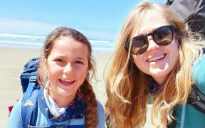 Victoria Bruce and her daughter Emilie, 7, on the Te Araroa Trail.