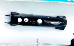 The New Zealand bobsled team during 2002 Winter Olympics
