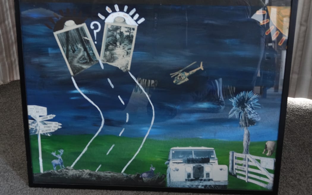 A collage made in prison by Brett Hall seems to suggest two different paths available to him to follow.