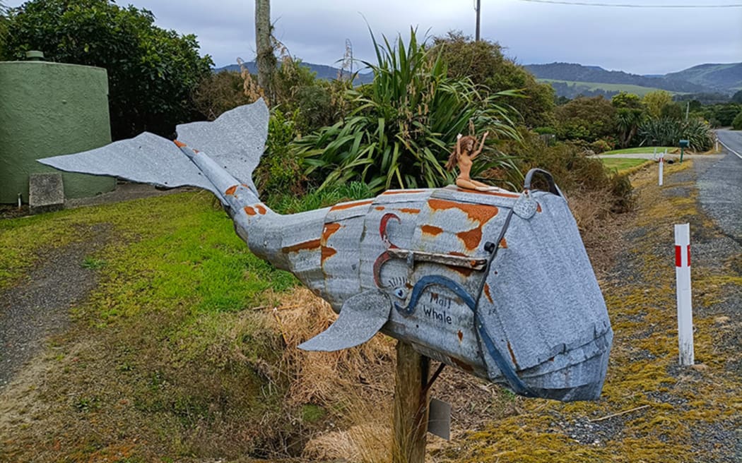 A whale of a letterbox in Papatowai.