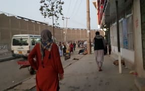 A view after an explosion reported outside Hamid Karzai International Airport.