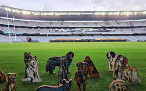 A sculpture installation that is part of Eden Park's Art in the Park event.