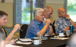 CNMI Governor Arnold Palacios answers questions from the media.