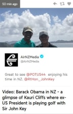 TVNZ recycles a tweet from Barack Obama's sponsor as news.