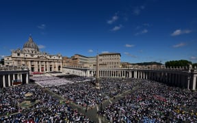 Huge crowds gathered for Pope Francis' funeral ceremony at St Peter's Square in the Vatican on 26 April, 2025.