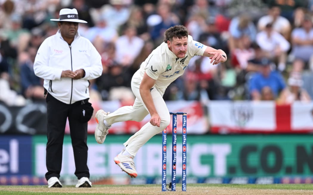 New Zealand's Nathan Smith bowling 2024
