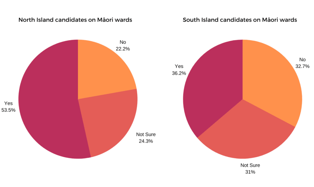 How respondents voted on the issue of Māori wards in the North and South Islands.