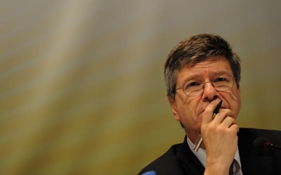 Jeffrey Sachs at a media conference on the sidelines of the Asian Development Bank (ADB) annual board of governors meeting in Manila, 3 May, 2012.