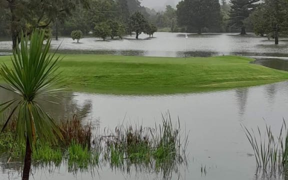 Flooding at Whangamata Golf Course.
