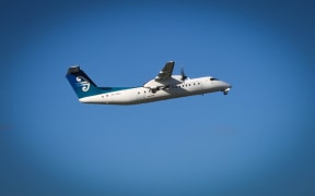 Air New Zealand plane taking off from Wellington Airport.