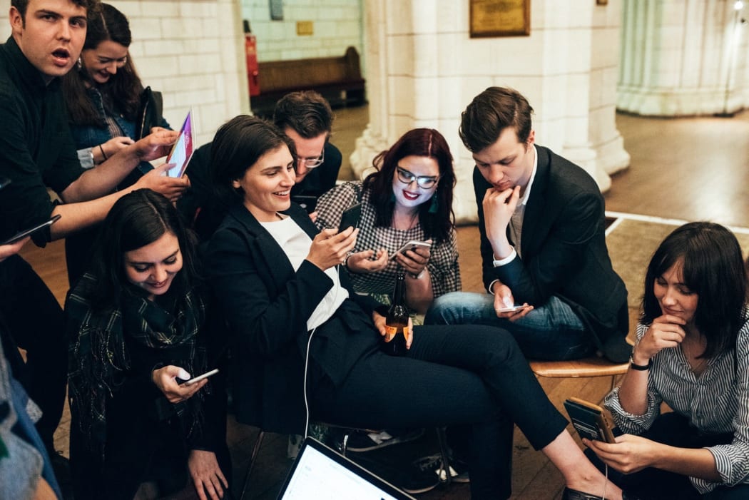 Chlöe Swarbrick and her team follow election night results at Green Party HQ.