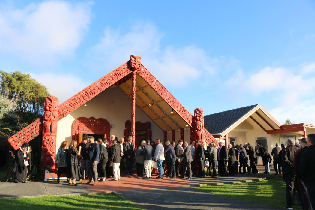 The pōwhiri at the start of the National Iwi Chairs Forum at Takapūwāhia marae in Porirua
