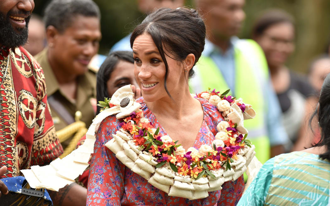 Meghan, Duchess of Sussex, at the University of the South Pacific in Suva.