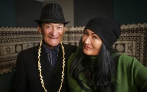 Annie Crummer (right) and her father Will Crummer (left) in the RNZ Auckland studios.