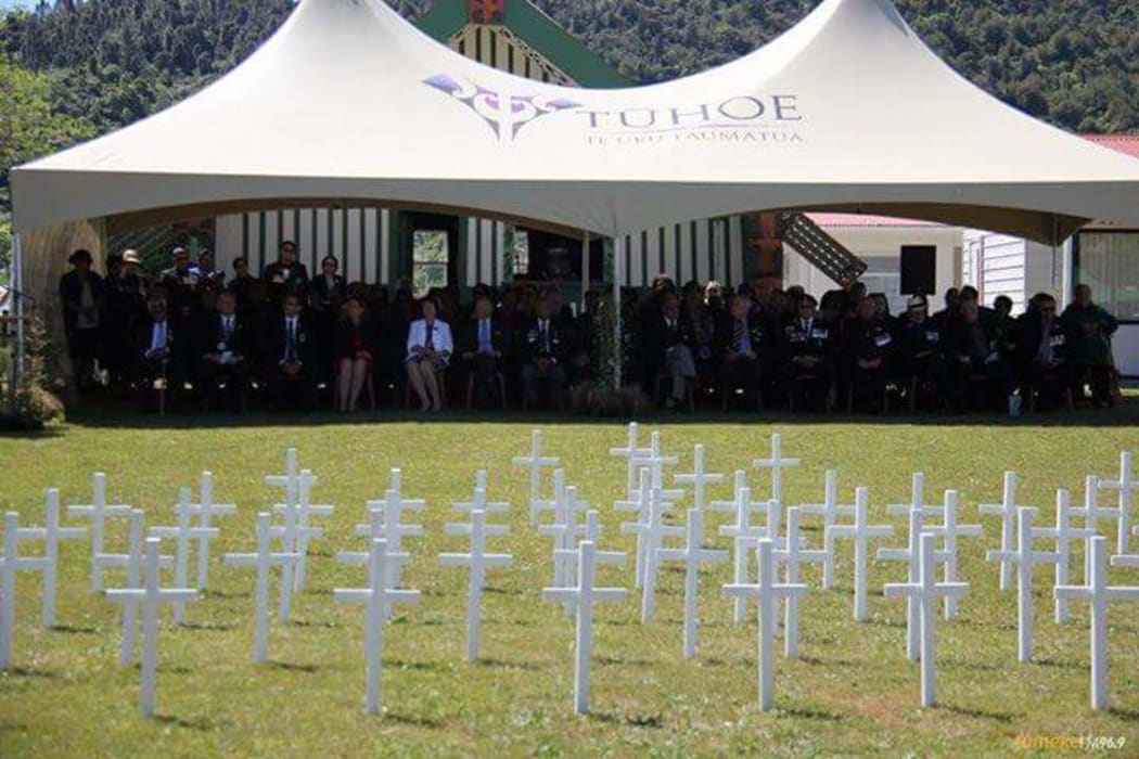 Each of the 75 crosses represents a Tuhoe soldier who enlisted.