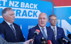 Christopher Luxon speaks to media at the National Party conference.