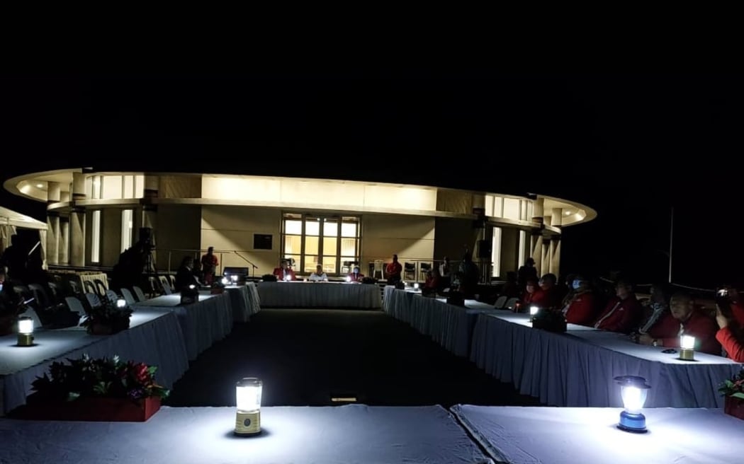 Early this morning these same MPs, now the Government of Samoa, held a thanksgiving candlelight service in a tent on the same spot.