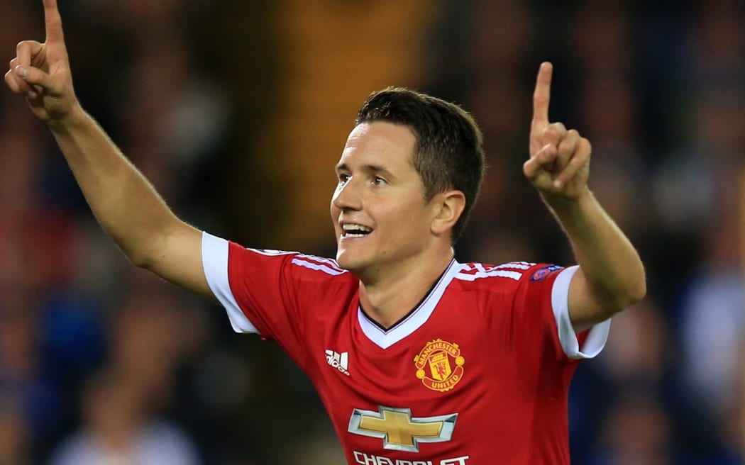 Ander Herrera of Manchester United celebrates scoring a goal.