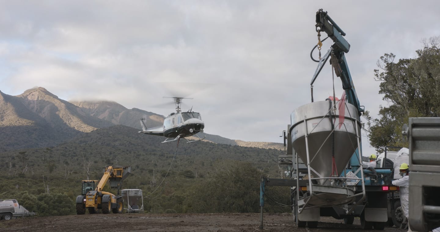 Loading for a 1080 Operation, Kaitake Range, Taranaki