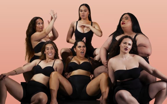 Performers in Kopu: From top left Ngākirikiri Kershaw, Tuakoi Ohia, Brady Peeti, Te Huamanuka Luiten-Apirana, Te Arohanui Korewha, Jane Leonard.